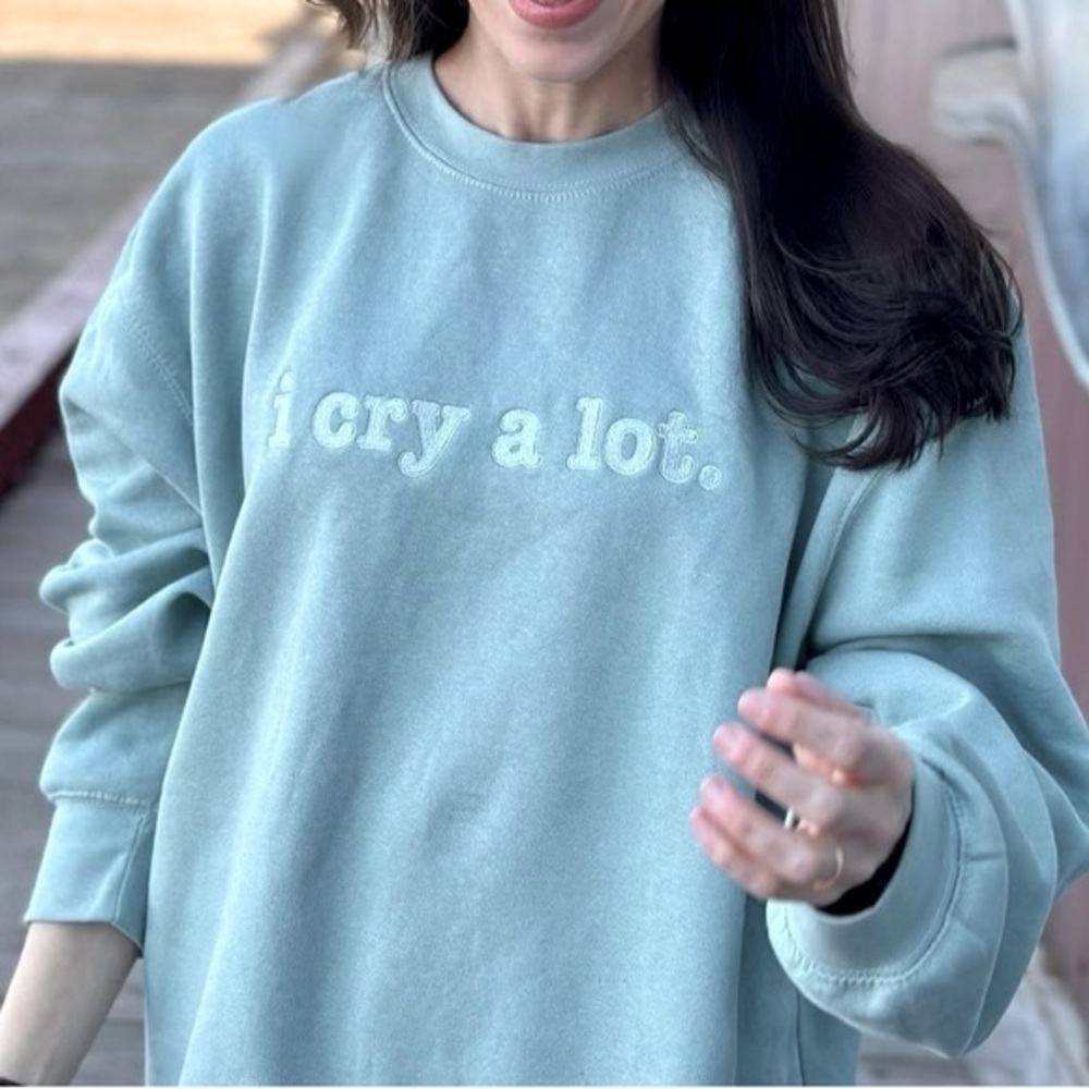 Colleen Ballinger I Cry A Lot Embroidered Green Sweatshirt‎ Size S